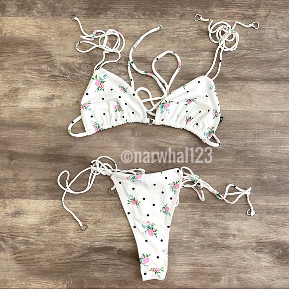 For Love And Lemons Other - NEW Love Lemons XS White Dot Linda Thong Bikini